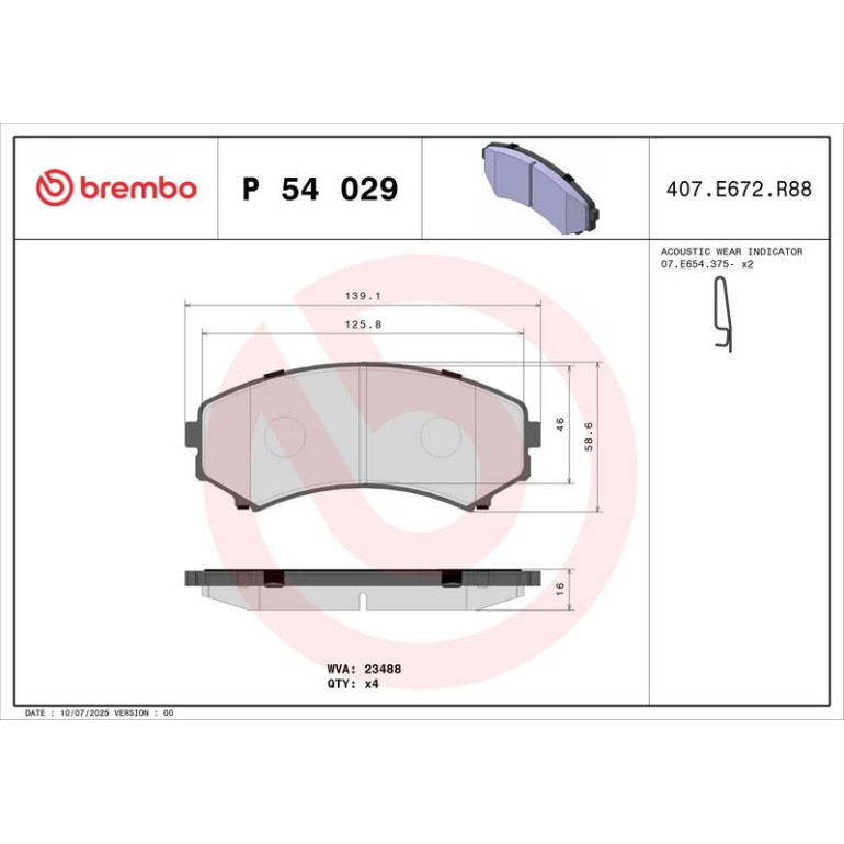 Bremsbelagsatz, Scheibenbremse P 54 029 Bremsbelagsatz, Scheibenbremse P 54 029