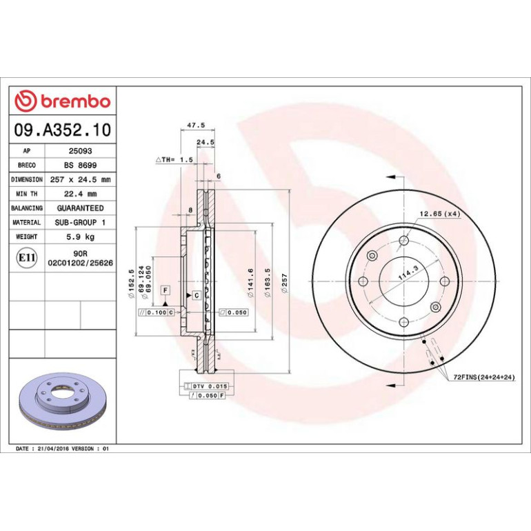 Bremsscheibe 09.A352.10