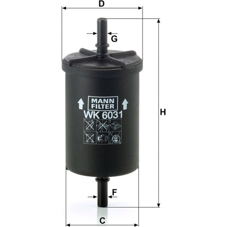 MANN-FILTER WK 6031 Kraftstofffilter Leitungsfilter, 8mm MANN-FILTER WK 6031 Kraftstofffilter Leitungsfilter, 8mm