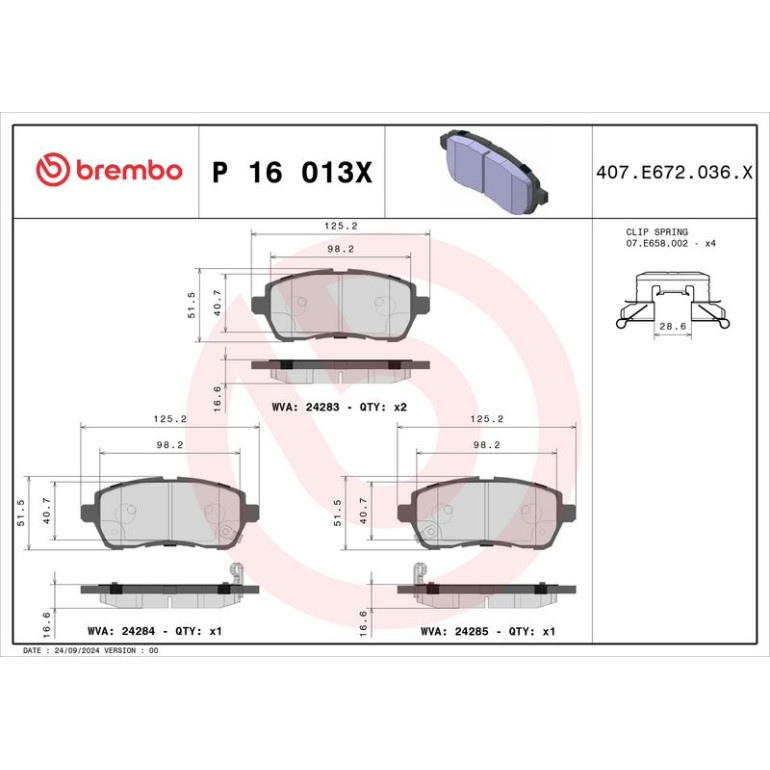 BREMBO P 16 013X Bremsbeläge mit akustischer Verschleißwarnung BREMBO P 16 013X Bremsbeläge mit akustischer Verschleißwarnung