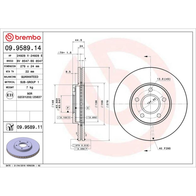 Bremsscheibe 09.9589.11