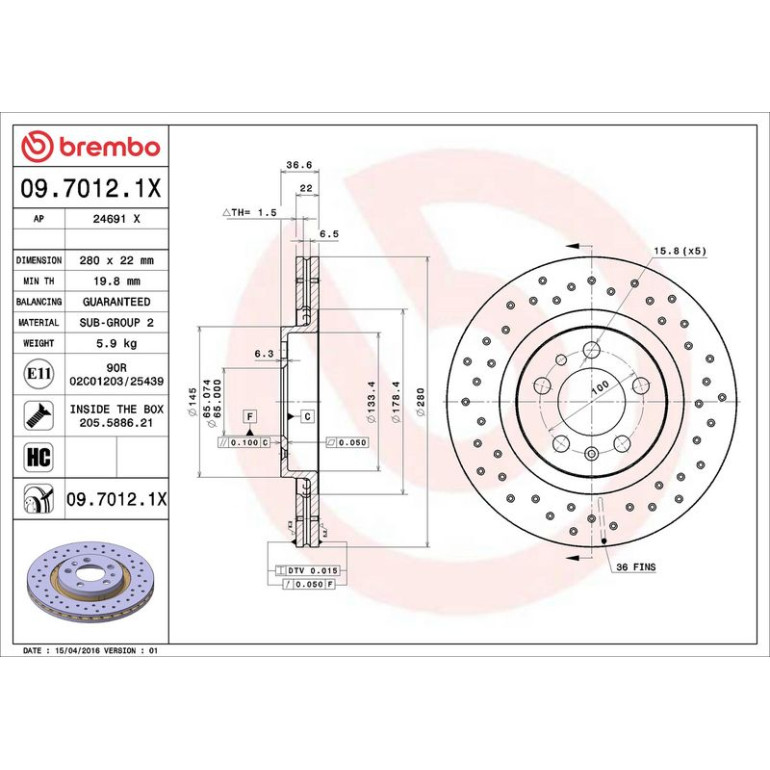 Bremsscheibe 09.7012.1X