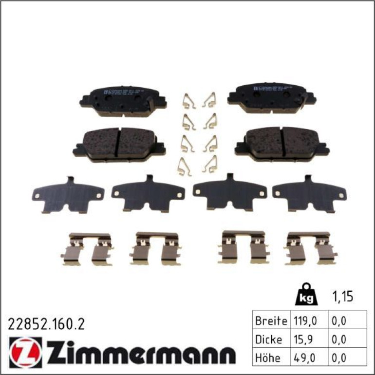 Bremsbelagsatz, Scheibenbremse 22852.160.2 Bremsbelagsatz, Scheibenbremse 22852.160.2