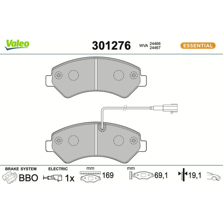 Bremsbelagsatz, Scheibenbremse 301276
