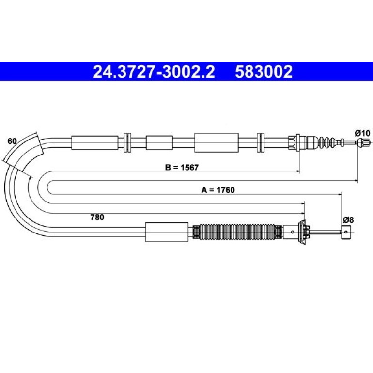 Seilzug, Feststellbremse 24.3727-3002.2 Seilzug, Feststellbremse 24.3727-3002.2