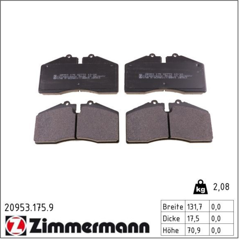 Bremsbelagsatz, Scheibenbremse 20953.175.9 Bremsbelagsatz, Scheibenbremse 20953.175.9