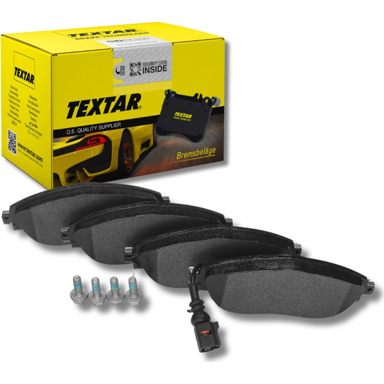 TEXTAR 2473803 Bremsbeläge mit integriertem Verschleißwarnkontakt, mit Bremssattelschrauben TEXTAR 2473803 Bremsbeläge mit integriertem Verschleißwarnkontakt, mit Bremssattelschrauben