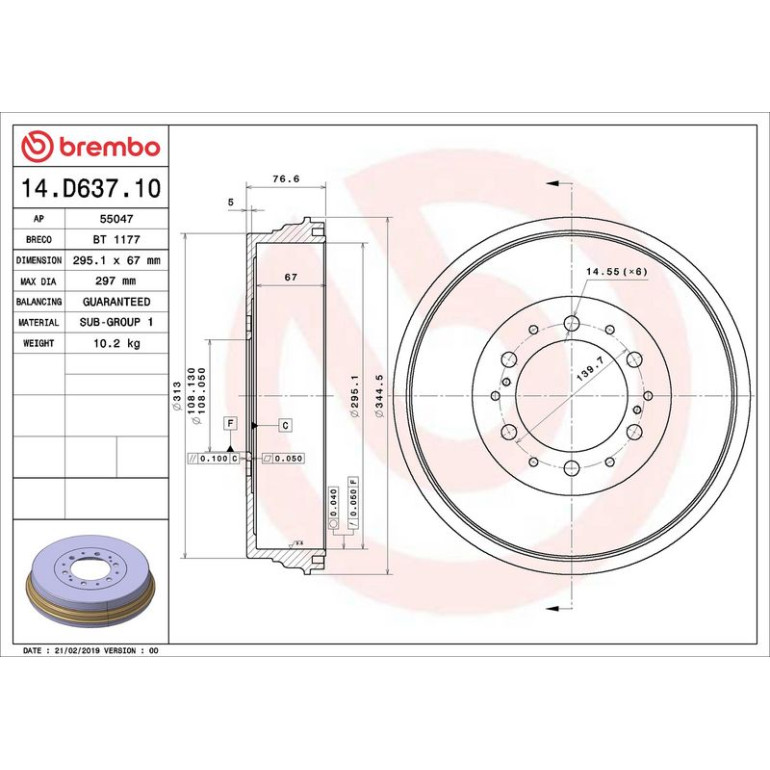 Bremstrommel 14.D637.10 Bremstrommel 14.D637.10