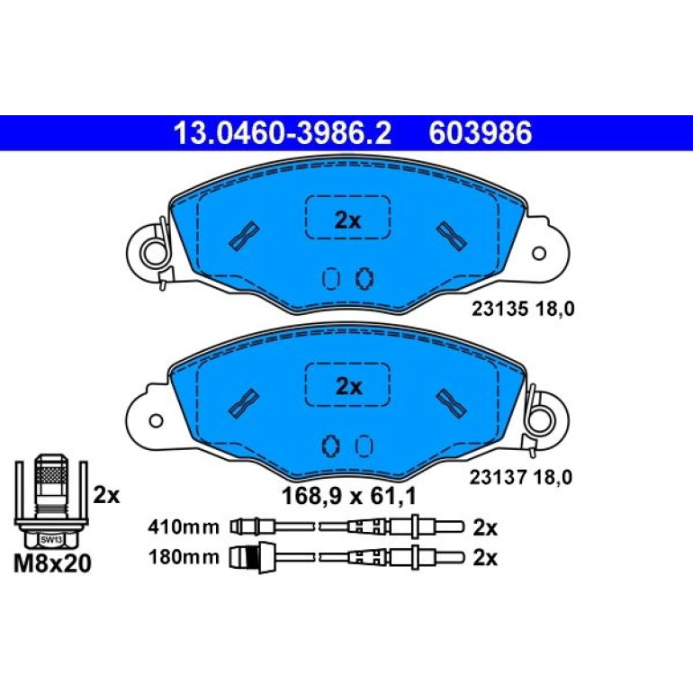 Bremsbelagsatz, Scheibenbremse 13.0460-3986.2 Bremsbelagsatz, Scheibenbremse 13.0460-3986.2
