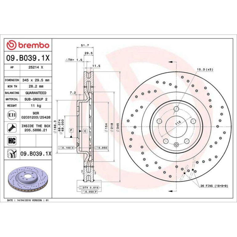 Bremsscheibe 09.B039.1X Bremsscheibe 09.B039.1X