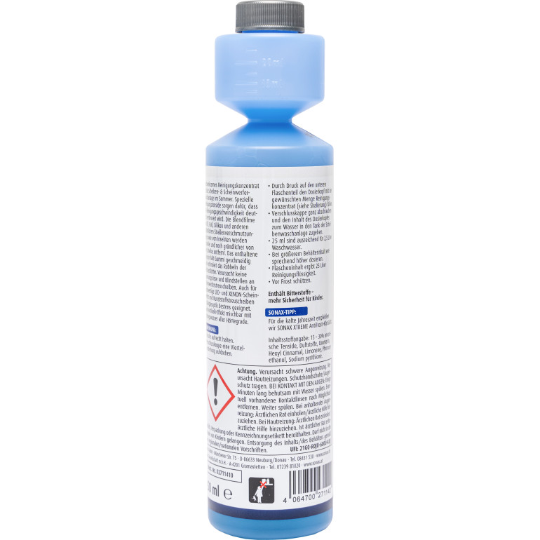 SONAX 02711410 XTREME Scheibenwischwasser 1:100 Dosierkopfflasche, 250ml