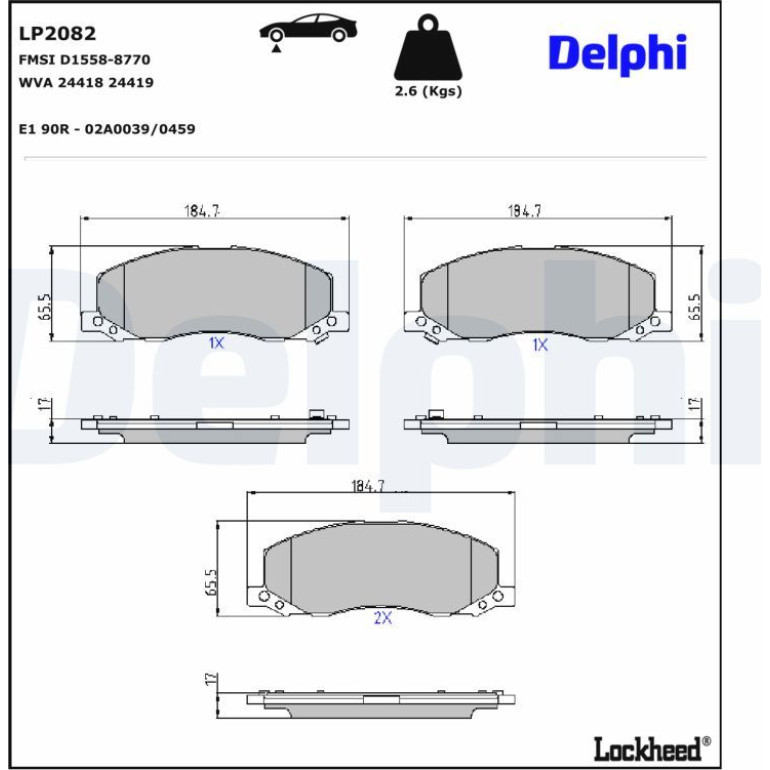 Bremsbelagsatz, Scheibenbremse LP2082