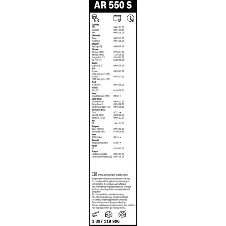 BOSCH AR 550 S Scheibenwischer Aerotwin Retrofit 3 397 118 906 BOSCH AR 550 S Scheibenwischer Aerotwin Retrofit 3 397 118 906