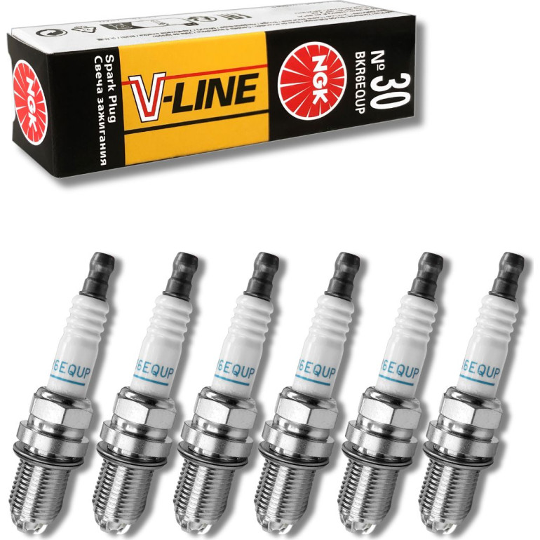 6x NGK V-Line 6343 Zündkerze M14 x 1,25, BKR6EQUP 6x NGK V-Line 6343 Zündkerze M14 x 1,25, BKR6EQUP