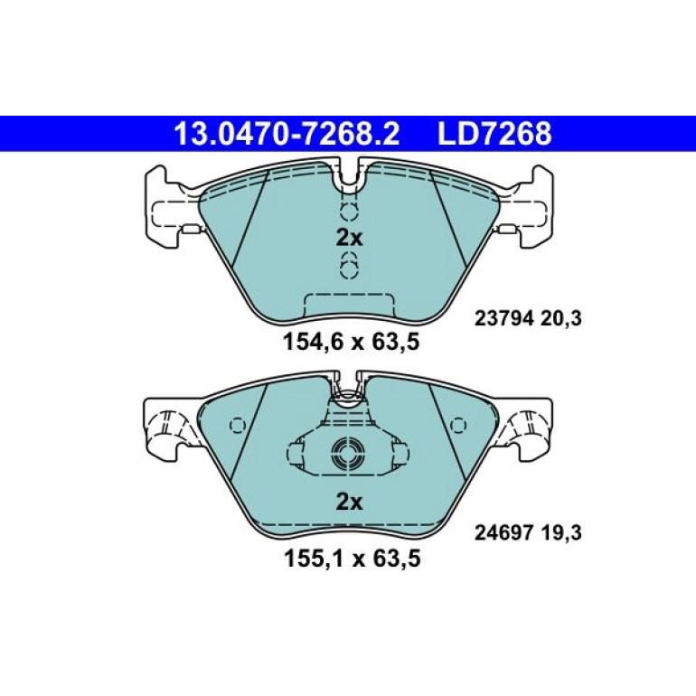 ATE Ceramic 13.0470-7268.2 Bremsbeläge für BMW 5er für Verschleißwarnanzeiger vorbereitet, exkl. Verschleißwarnkontakt ATE Ceramic 13.0470-7268.2 Bremsbeläge für BMW 5er für Verschleißwarnanzeiger vorbereitet, exkl. Verschleißwarnkontakt