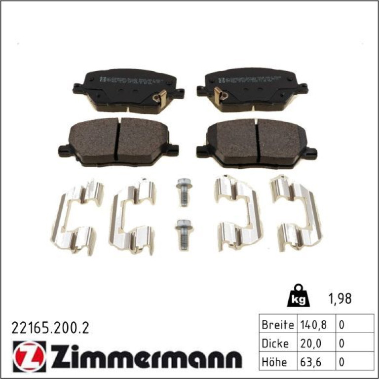 Bremsbelagsatz, Scheibenbremse 22165.200.2 Bremsbelagsatz, Scheibenbremse 22165.200.2