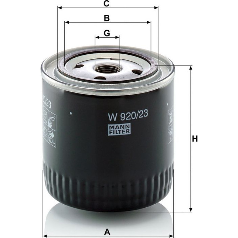 MANN-FILTER W 920/23 Ölfilter 3/4-16 UNF, Anschraubfilter MANN-FILTER W 920/23 Ölfilter 3/4-16 UNF, Anschraubfilter