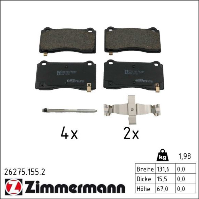Bremsbelagsatz, Scheibenbremse 26275.155.2 Bremsbelagsatz, Scheibenbremse 26275.155.2