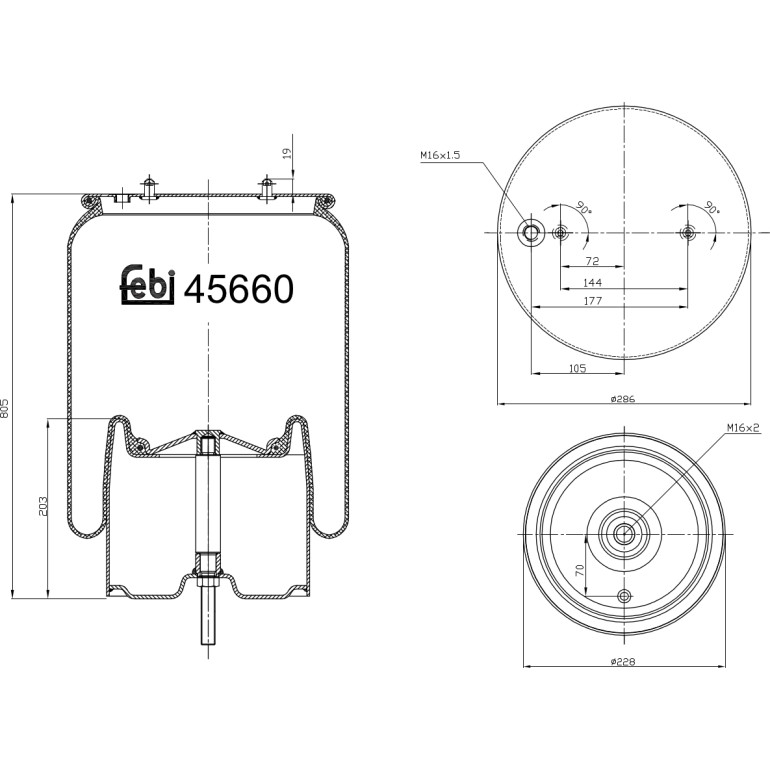 FEBI BILSTEIN 45660 Federbalg, Luftfederung FEBI BILSTEIN 45660 Federbalg, Luftfederung