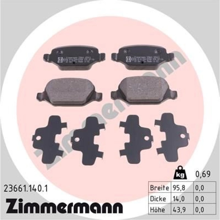 Bremsbelagsatz, Scheibenbremse 23661.140.1 Bremsbelagsatz, Scheibenbremse 23661.140.1