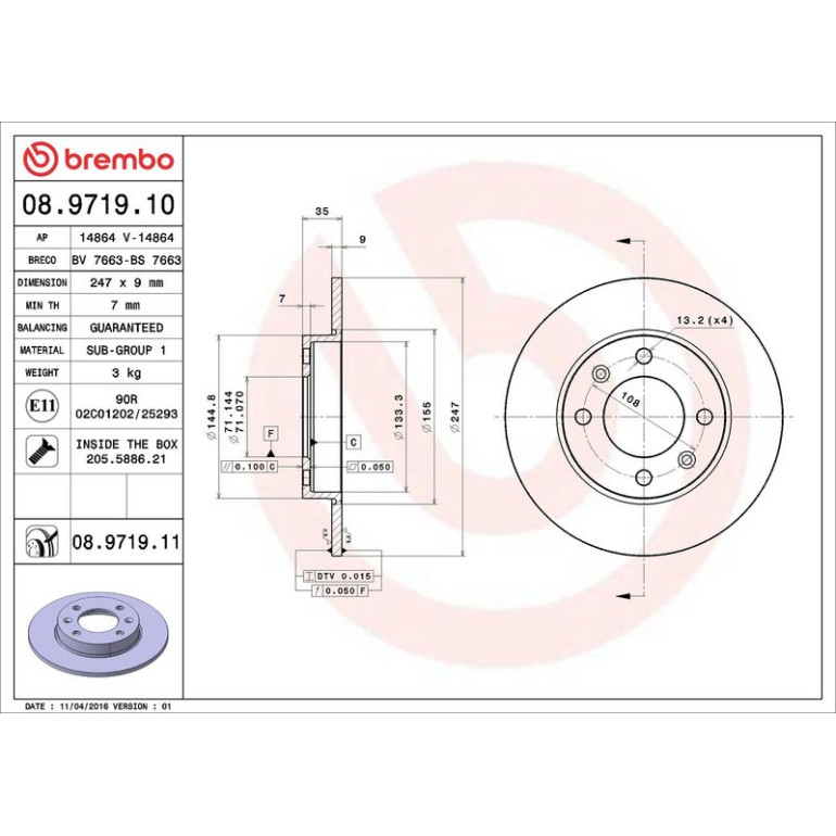 Bremsscheibe 08.9719.11