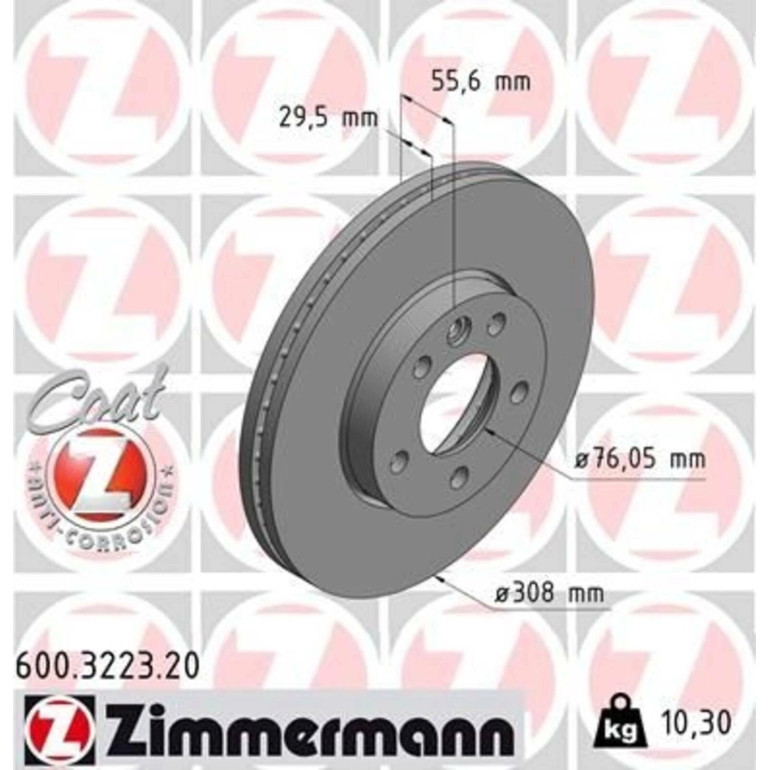 Zimmermann Bremsscheiben Ø308mm + Beläge VORNE für VW T5 (600.3223.20 + 23746.185.1) Zimmermann Bremsscheiben Ø308mm + Beläge VORNE für VW T5 (600.3223.20 + 23746.185.1)