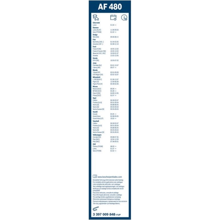 BOSCH AF 480 Scheibenwischer Aerofit 3 397 009 848 BOSCH AF 480 Scheibenwischer Aerofit 3 397 009 848