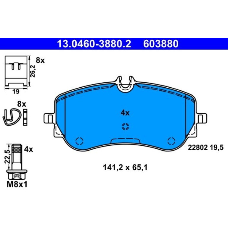 ATE 13.0460-3880.2 Bremsbeläge für VW AMAROK, CRAFTER, CALIFORNIA