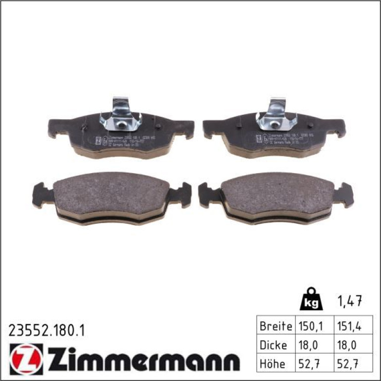 Bremsbelagsatz, Scheibenbremse 23552.180.1 Bremsbelagsatz, Scheibenbremse 23552.180.1