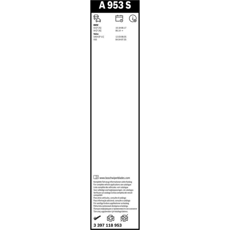 BOSCH A 953 S Scheibenwischer Aerotwin 3 397 118 953 BOSCH A 953 S Scheibenwischer Aerotwin 3 397 118 953