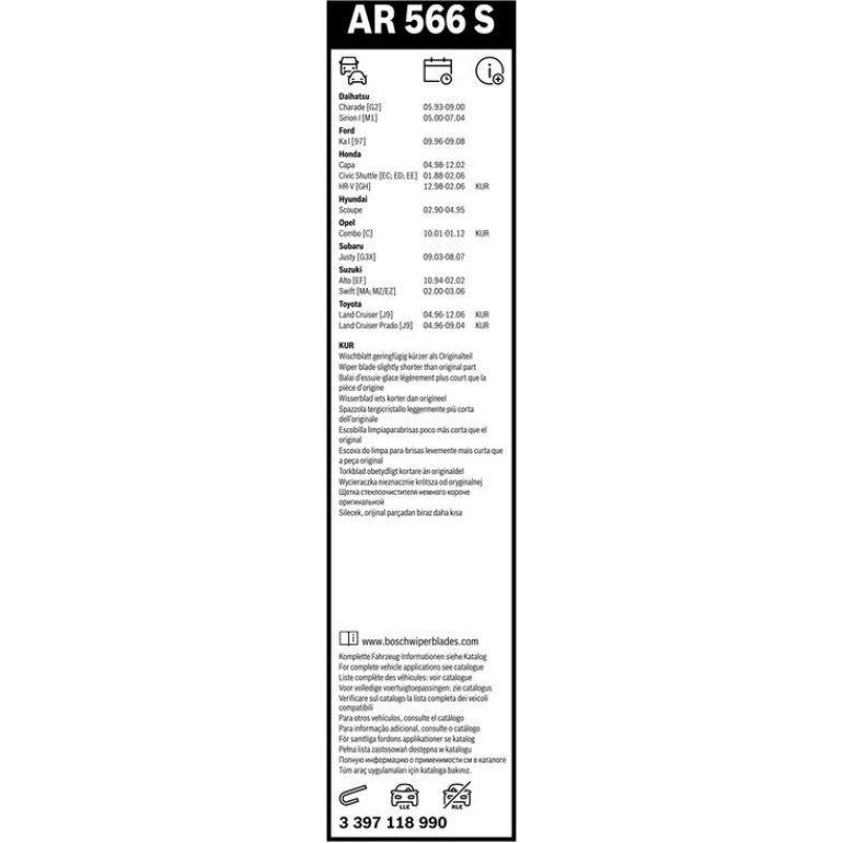 BOSCH AR 566 S Scheibenwischer Aerotwin Retrofit 3 397 118 990 BOSCH AR 566 S Scheibenwischer Aerotwin Retrofit 3 397 118 990