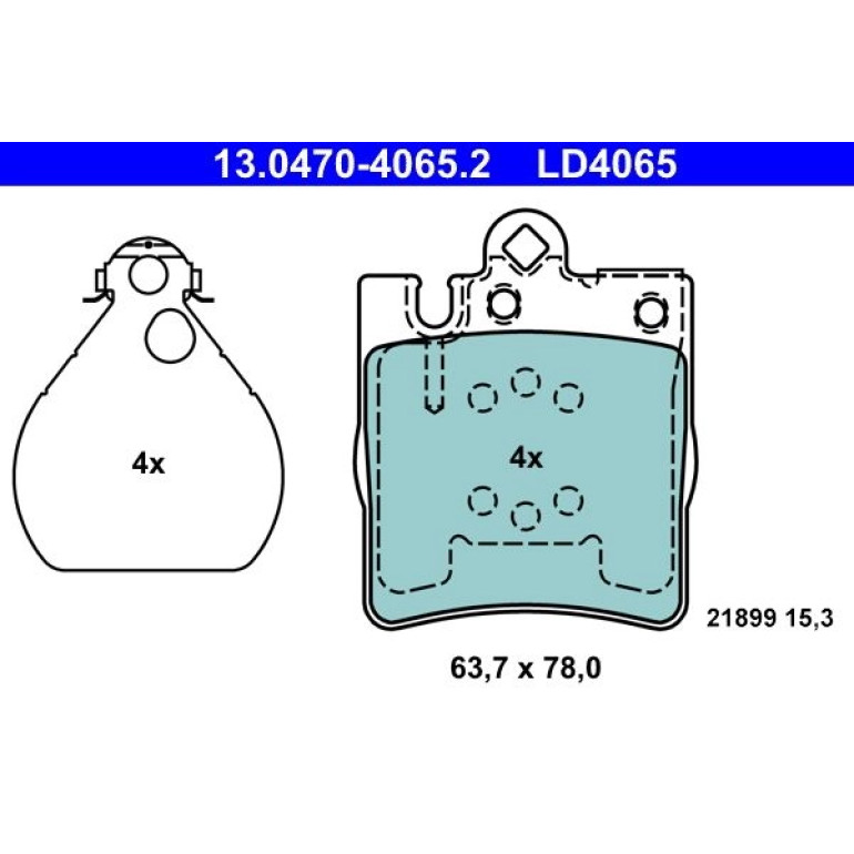 ATE Ceramic 13.0470-4065.2 Bremsbeläge, exkl. Verschleißwarnkontakt, mit Zubehör ATE Ceramic 13.0470-4065.2 Bremsbeläge, exkl. Verschleißwarnkontakt, mit Zubehör