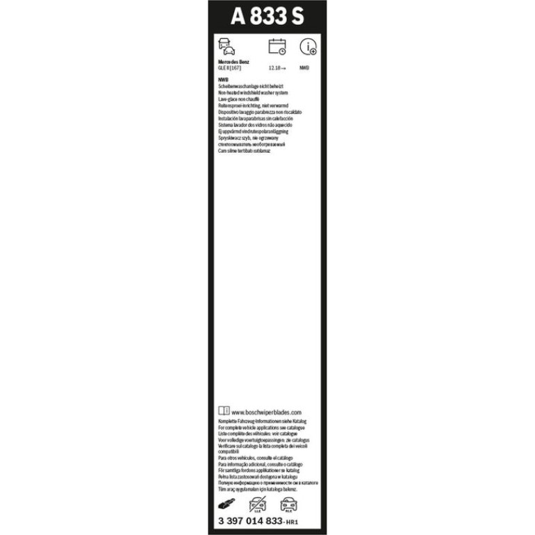 BOSCH A 833 S Scheibenwischer Aerotwin 3 397 014 833 BOSCH A 833 S Scheibenwischer Aerotwin 3 397 014 833