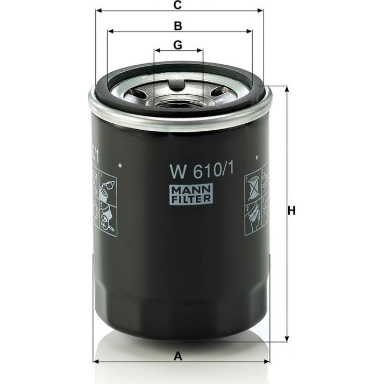 MANN-FILTER W 610/1 Ölfilter 3/4-16 UNF, mit einem Rücklaufsperrventil, Anschraubfilter MANN-FILTER W 610/1 Ölfilter 3/4-16 UNF, mit einem Rücklaufsperrventil, Anschraubfilter