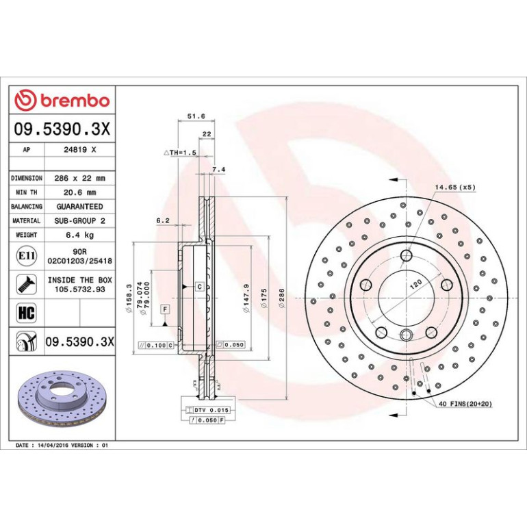 Bremsscheibe 09.5390.3X Bremsscheibe 09.5390.3X