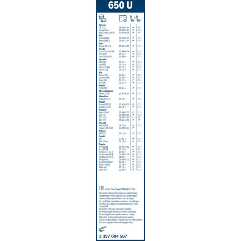 BOSCH 650 U Scheibenwischer Twin 3 397 004 587