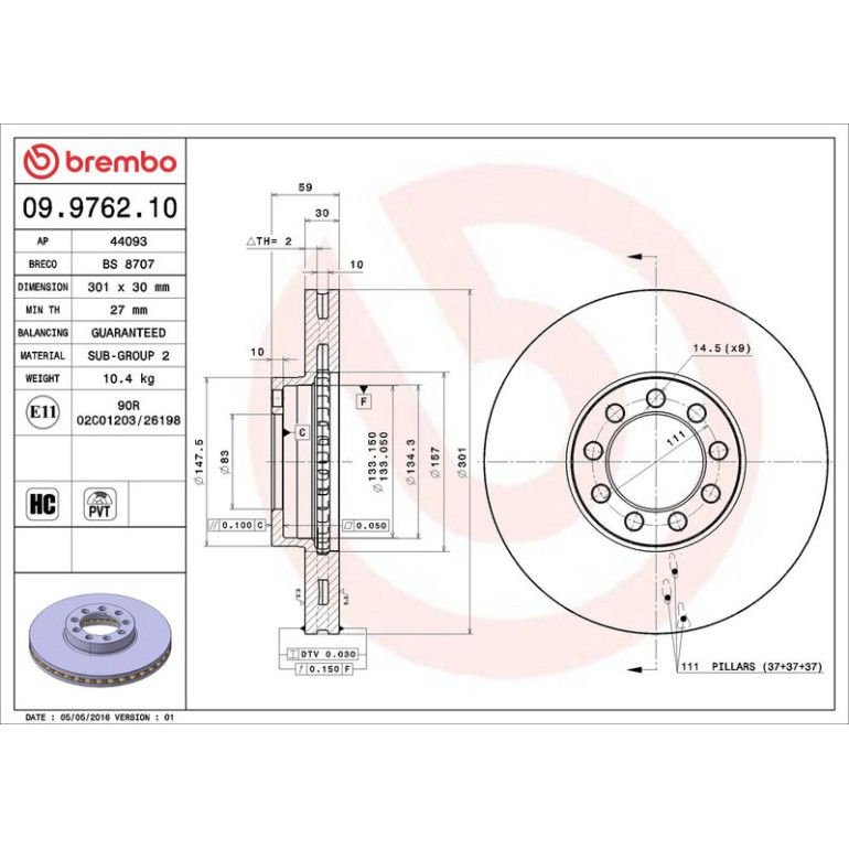 Bremsscheibe 09.9762.10