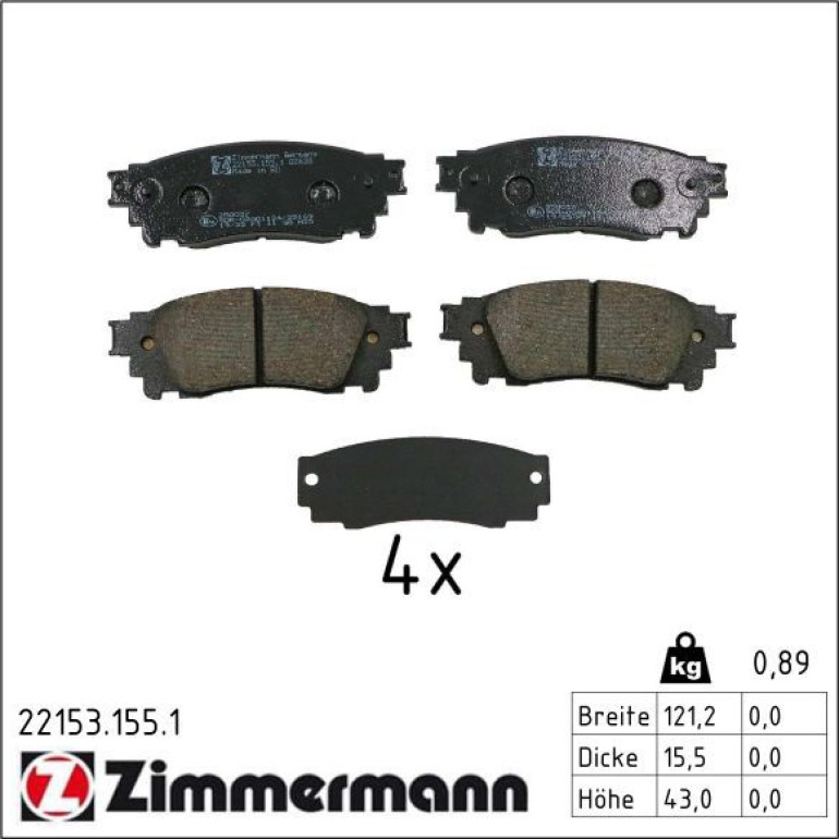 Bremsbelagsatz, Scheibenbremse 22153.155.1 Bremsbelagsatz, Scheibenbremse 22153.155.1
