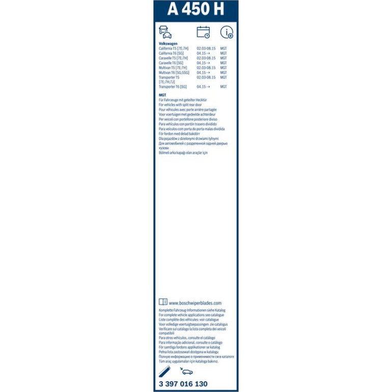 BOSCH A 450 H Scheibenwischer Rear Aerotwin 3 397 016 130 BOSCH A 450 H Scheibenwischer Rear Aerotwin 3 397 016 130