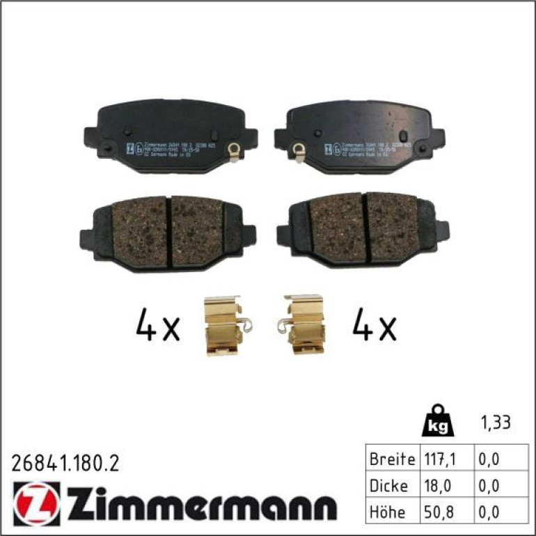Bremsbelagsatz, Scheibenbremse 26841.180.2 Bremsbelagsatz, Scheibenbremse 26841.180.2