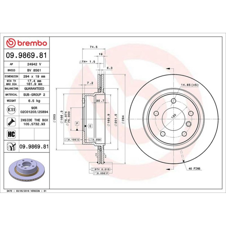 Bremsscheibe 09.9869.81