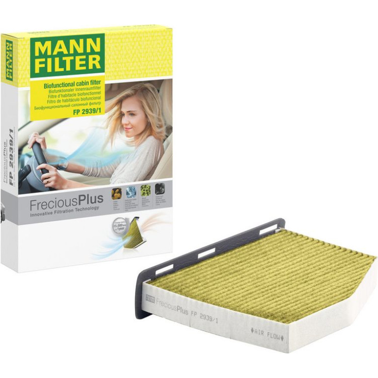 MANN-FILTER FP 2939/1 Innenraumfilter FreciousPlus Aktivkohlefilter mit Polyphenol, antibakteriell, Feinstaubfilter (PM 2.5) MANN-FILTER FP 2939/1 Innenraumfilter FreciousPlus Aktivkohlefilter mit Polyphenol, antibakteriell, Feinstaubfilter (PM 2.5)