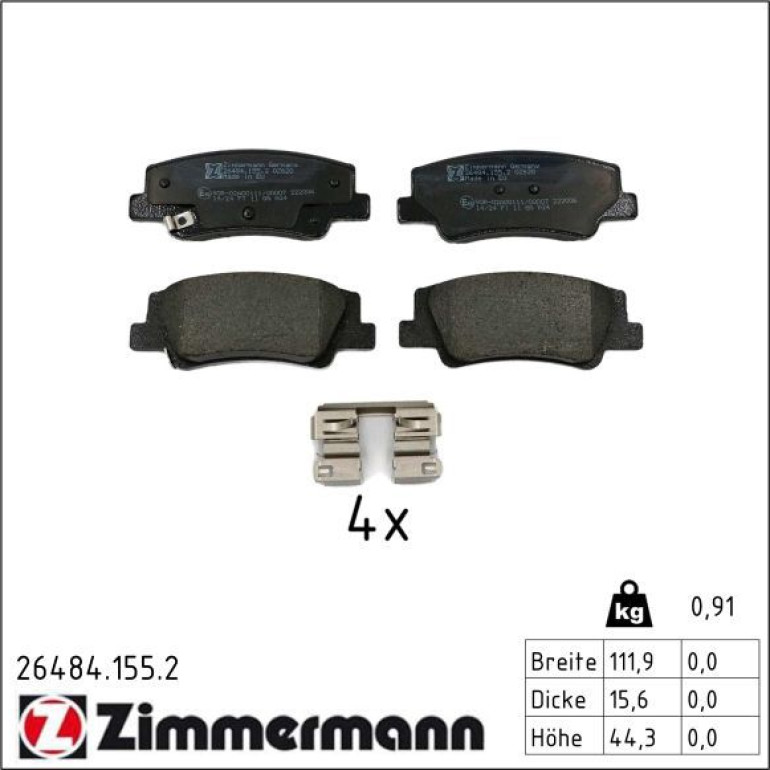Bremsbelagsatz, Scheibenbremse 26484.155.2 Bremsbelagsatz, Scheibenbremse 26484.155.2