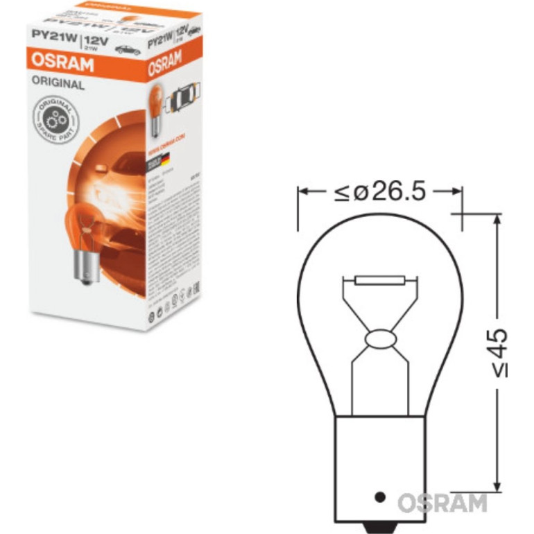 OSRAM 7507 Blinkerbirne 12V 21W, PY21W ORIGINAL LINE OSRAM 7507 Blinkerbirne 12V 21W, PY21W ORIGINAL LINE