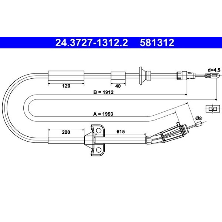 Seilzug, Feststellbremse 24.3727-1312.2 Seilzug, Feststellbremse 24.3727-1312.2