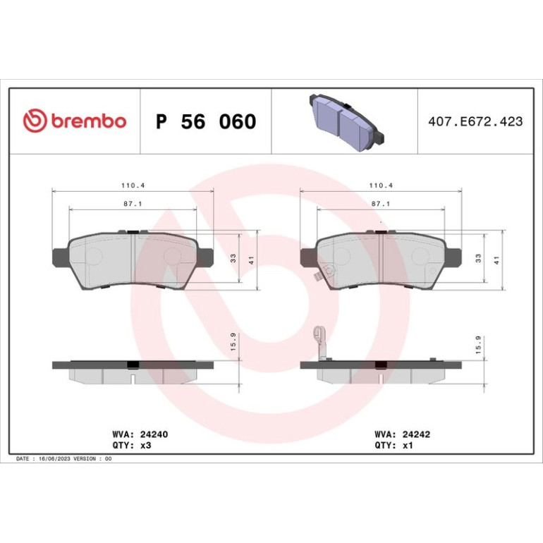 Bremsbelagsatz, Scheibenbremse P 56 060 Bremsbelagsatz, Scheibenbremse P 56 060