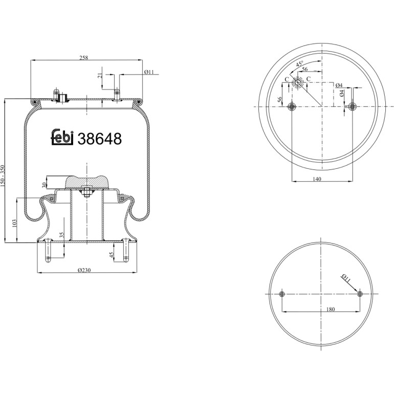 FEBI BILSTEIN 38648 Federbalg, Luftfederung FEBI BILSTEIN 38648 Federbalg, Luftfederung