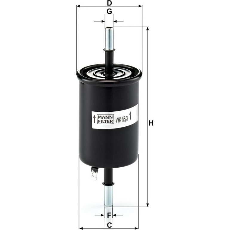 MANN-FILTER WK 55/3 Kraftstofffilter Leitungsfilter, 8mm MANN-FILTER WK 55/3 Kraftstofffilter Leitungsfilter, 8mm