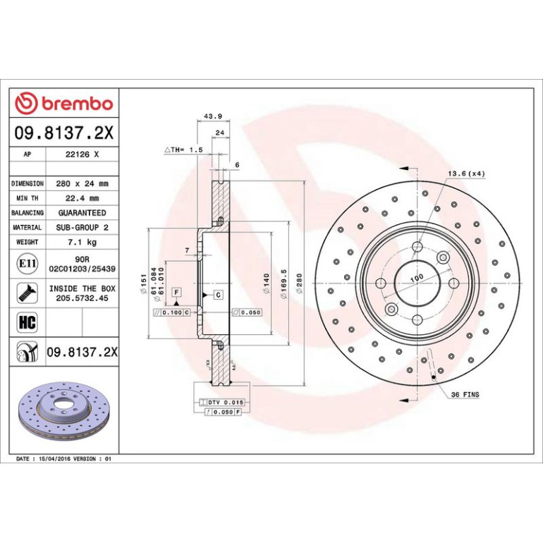 Bremsscheibe 09.8137.2X Bremsscheibe 09.8137.2X
