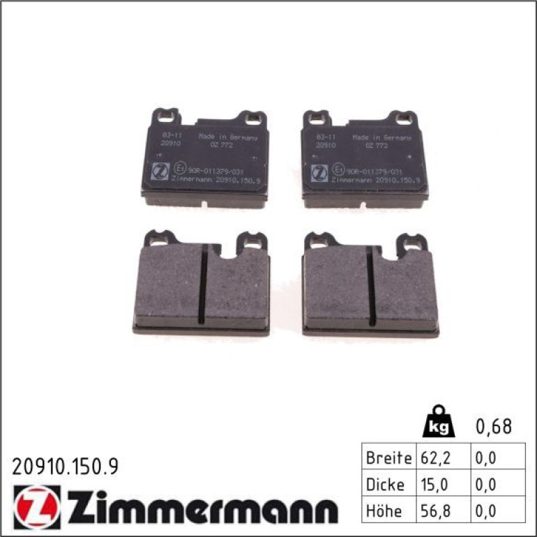 Bremsbelagsatz, Scheibenbremse 20910.150.9 Bremsbelagsatz, Scheibenbremse 20910.150.9